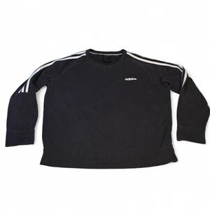 Adidas Men's Black Crewneck Sweater with White Stripes